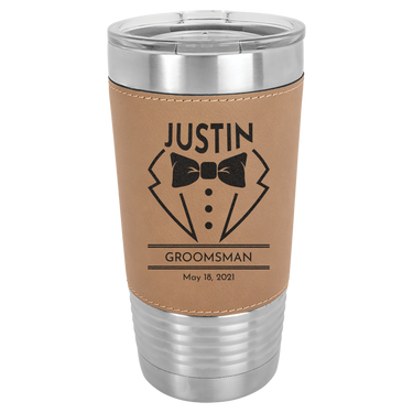 Custom Engraved 20oz Leatherette Tumblers Ideal Gifts for Groomsmen & Best Man